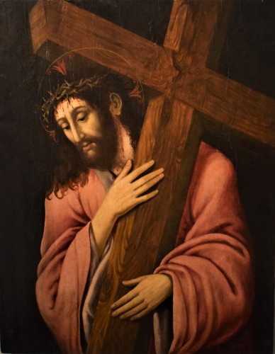 Le Christ qui porte la Croix -  École Italienne du XVIe siècle - Tableaux et dessins Style Renaissance